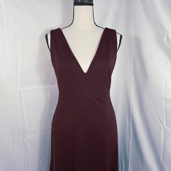 Birdy Grey Dress Womens Small Burgundy V-Neck Sleeveless Bridesmaid Maxi Gown - Picture 3 of 14